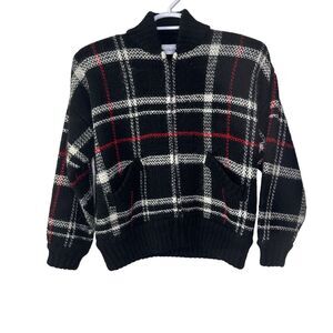 Vintage Marisa Christina Mohair Jacket Women's Medium Plaid Black‎ Deadstock NWT